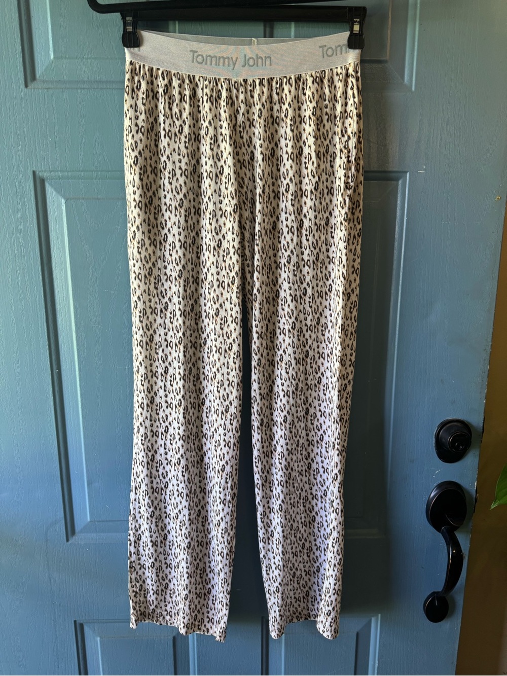 Tommy John Light cream V-Neck Tee with Neutral Leopard Pajama Pants - Picture 4 of 5